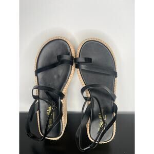 Chase And Chloe Strappy Sandals Black Faux Leather